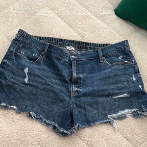 Aerie Dark Blue Distressed Jean Shorts